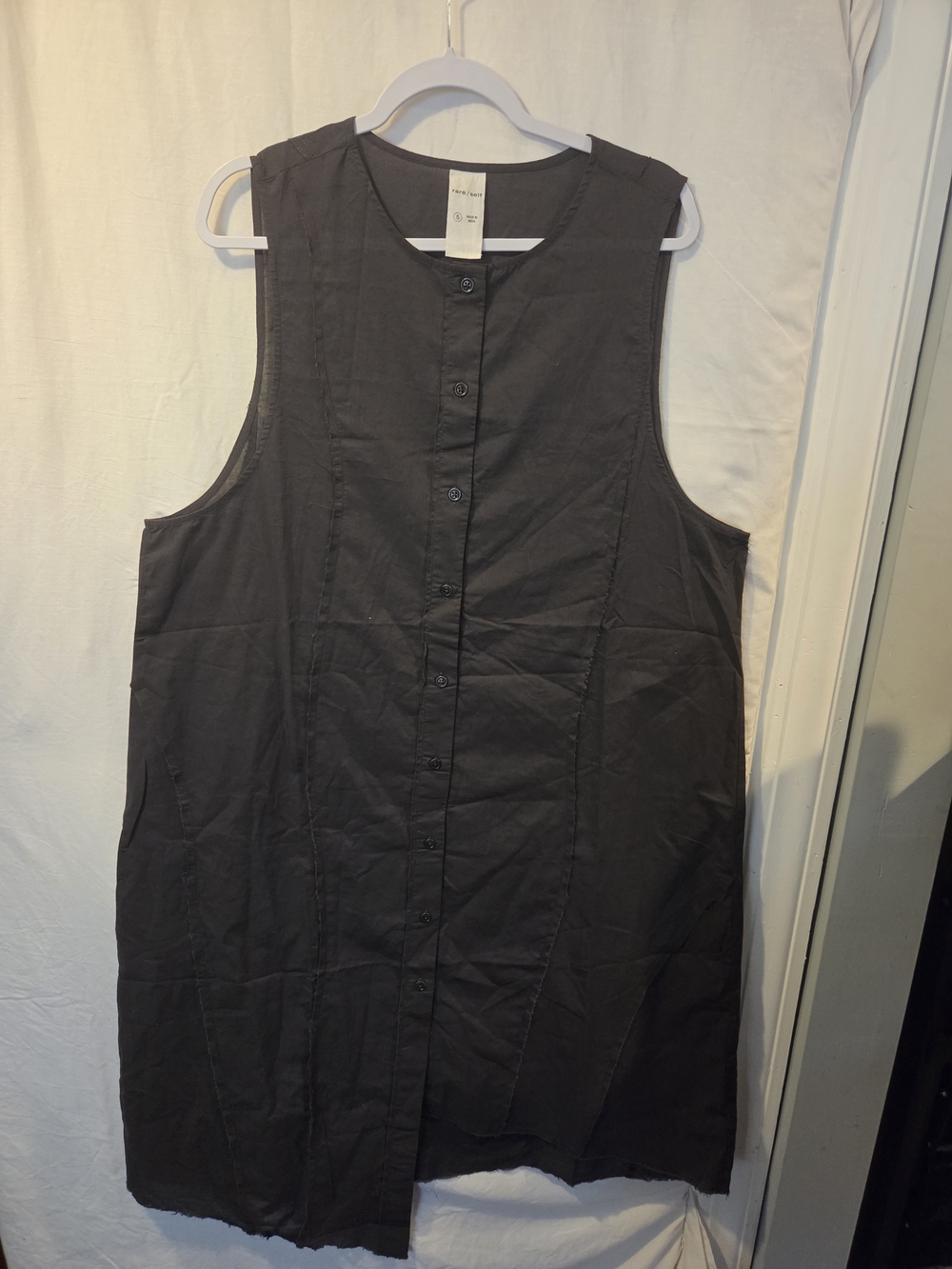 Sleeveless Black Button-Front Shift Dress